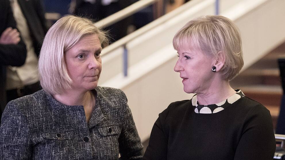 Finansminister Magdalena Andersson och utrikesminister Margot Wallström vid Socialdemokraternas partikongress.