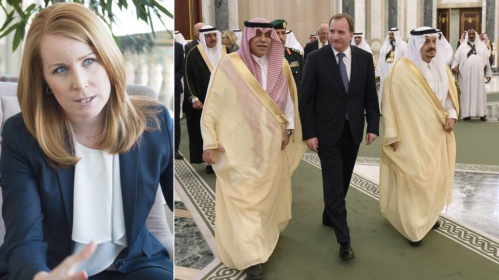 I söndags röstades Saudiarabien in i FN:s kvinnokomission. Centerpartiledaren Annie Lööf är kritisk till att regeringen inte berättar hur de röstade. På bilden syns statsminister Stefan Löfven (S) i sällskap med handelsminister al-Qassabi (t v) och Riyadhs guvernör Faisal bin Bandar Al Saud.
