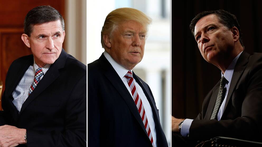 Michael Flynn, Donald Trump och James Comey.