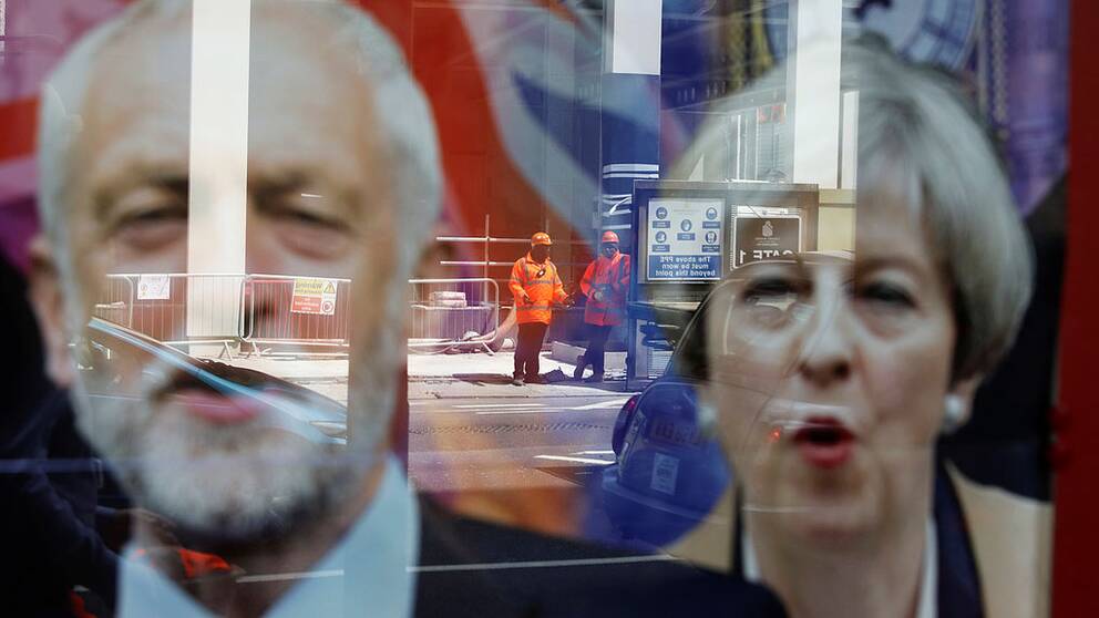 Jeremy Corbyn och Theresa May.