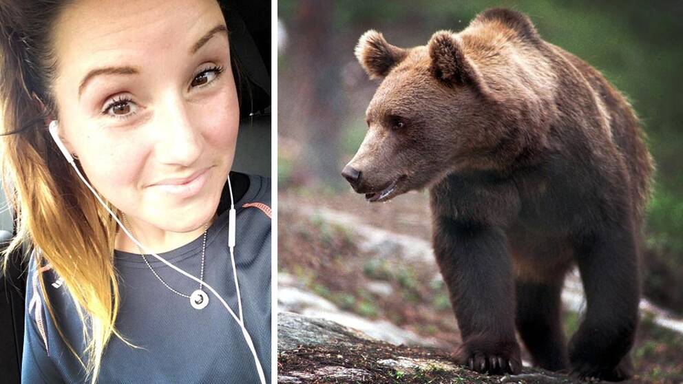 Catrin Odby, 33, från Skutskär sprang på en björn i löpspåret.