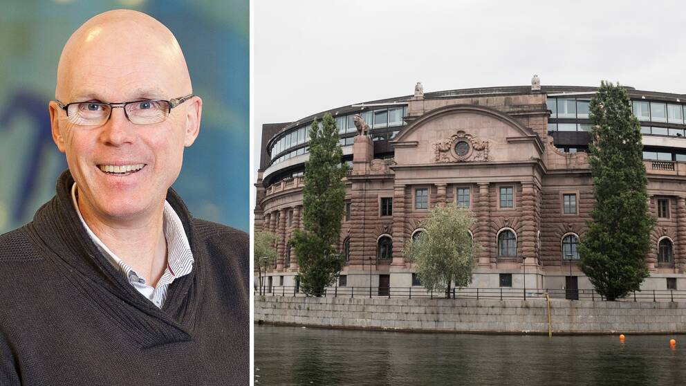 Jonas Hinnfors och bild på riksdagshuset