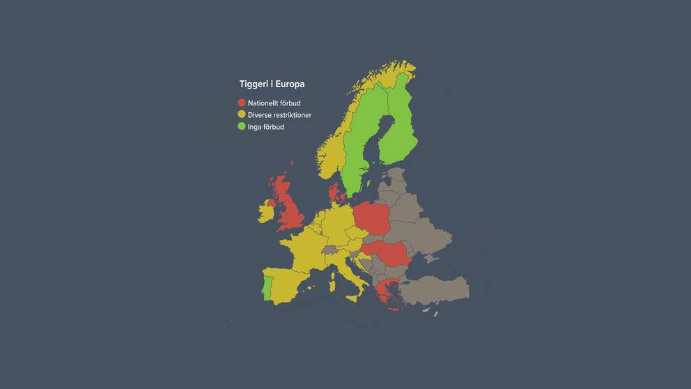 Karta: Tiggeriförbud i Europa | SVT Nyheter