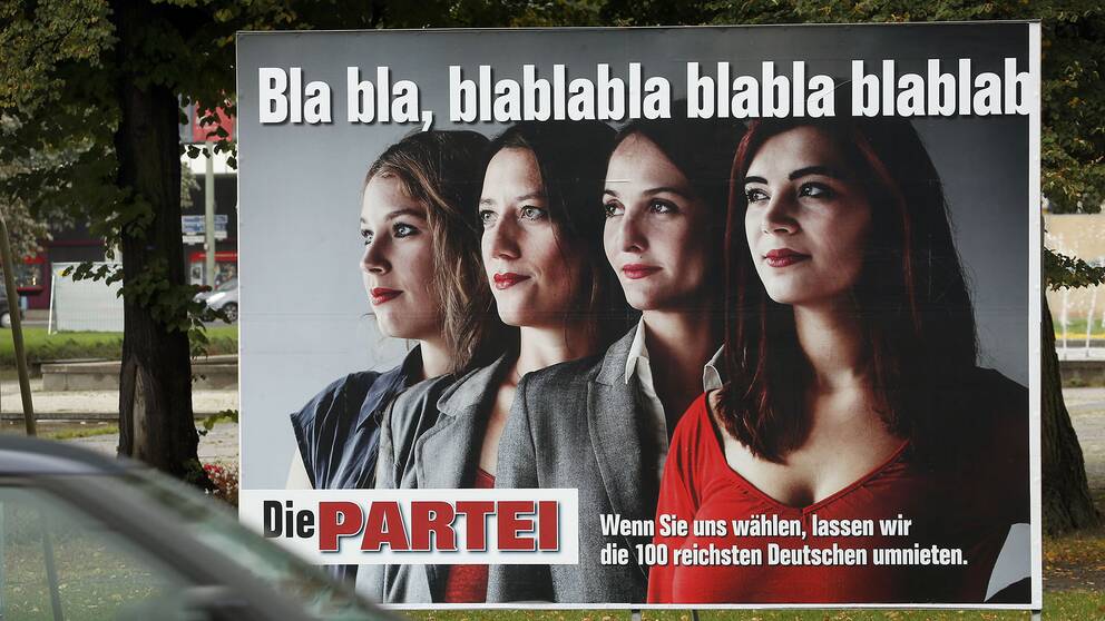”Bla bla, blablabla”, stod det på en av Die Parteis valaffischer 2013.