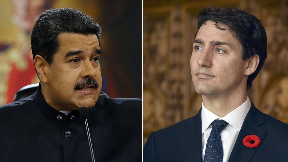 Venezuelas president Nicolás Maduro och Kanadas premiärminister Justin Trudeau.