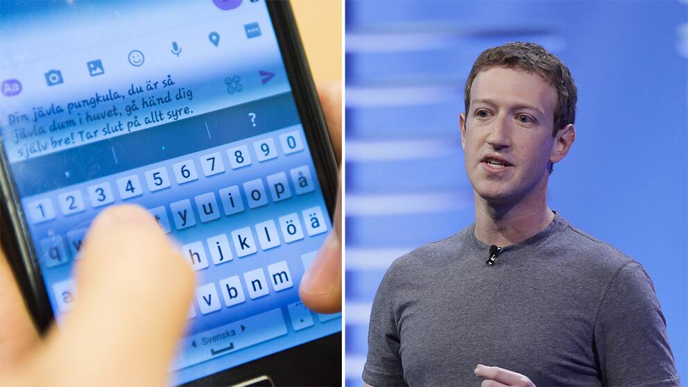 Bild från sociala medier och Mark Zuckerberg.