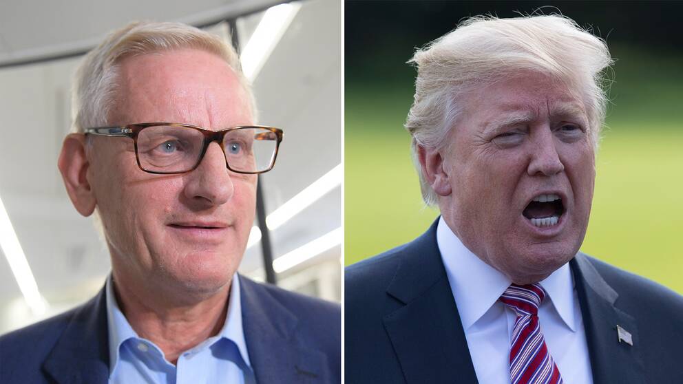 Fd utrikesminister Carl Bildt och USA:s president Donald Trump.