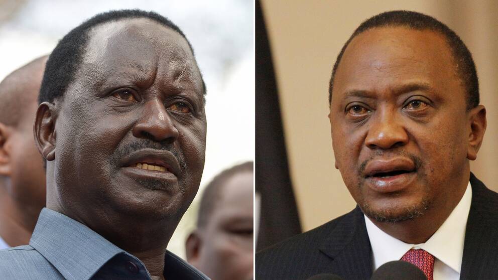 Oppositionsledaren Raila Odinga och den sittande presidenten Uhuru Kenyatta. 