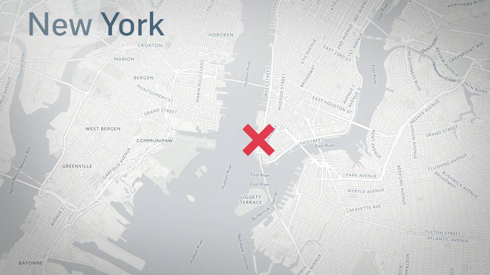 Här på nedre Manhattan i centrala New York City ska våldsdådet ha ägt rum.