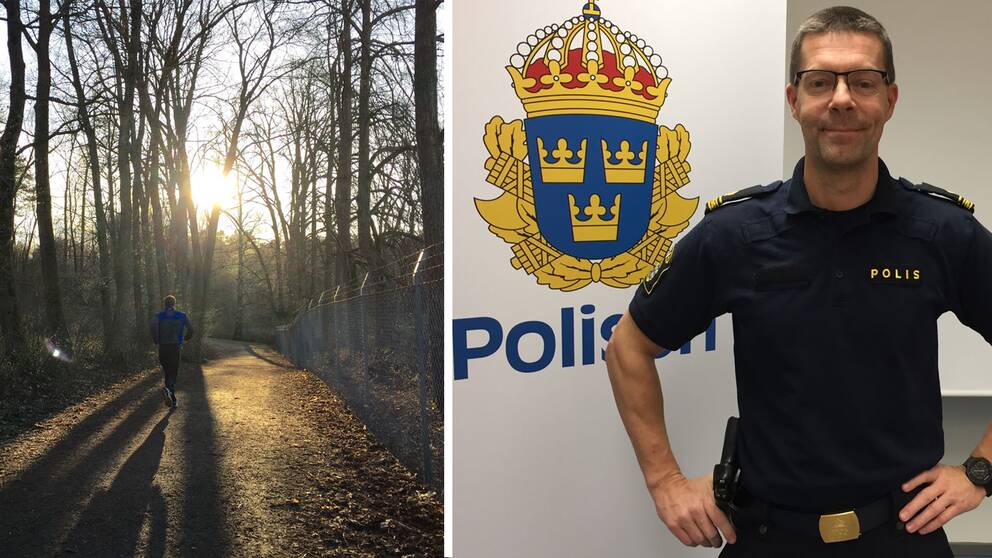 Polisinspektör Peter Karlsson i Oskarshamn har tagit initiativ till att polisen joggar med allmänheten när det är mörkt ute