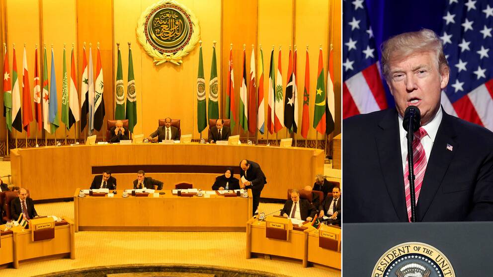 Arabförbundets högkvarter och USA:s president Donald Trump