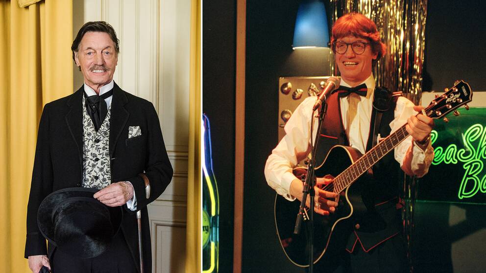 Två bilder på Johannes Brost, den ena i rollen som Sievert i Fröken Frimans krig och den andra som bartendern Joker i Rederiet.