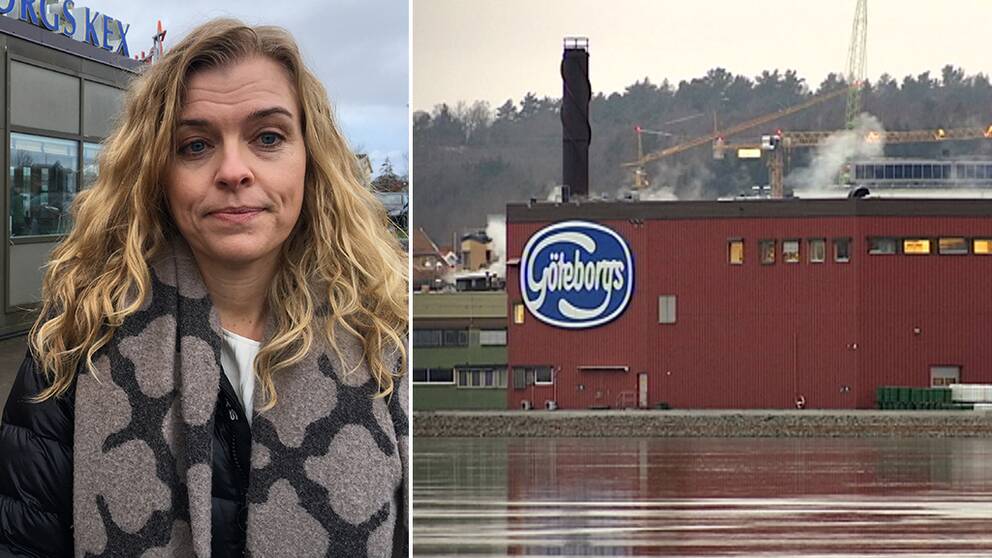 Malin Jennerholm, vd på Orkla Confectionery & Snacks Sverige, vid Göteborgs kex fabrik i Kungälv.