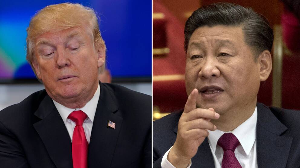 Till vänster USA:s president Donald Trump, till höger Kinas president Xi Jinping.