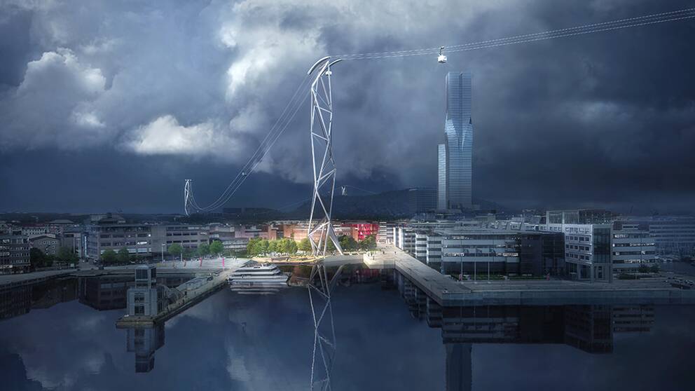 Här är det vinnande designförslaget för den planerade linbanan i Göteborg.