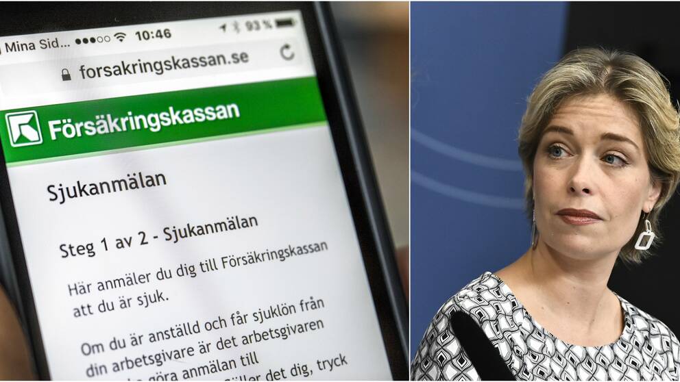 Sjukanmälan i Försäkringskassans app och Annika Strandhäll (S)