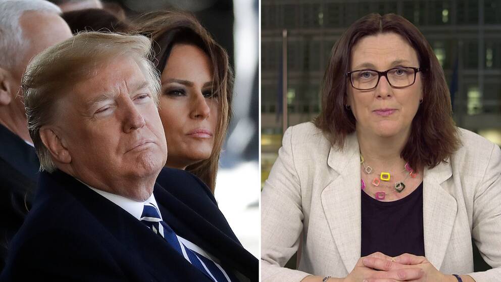 USA:s president Donald Trump och Cecilia Malmström, Sveriges EU-kommissionär med ansvar för handel.