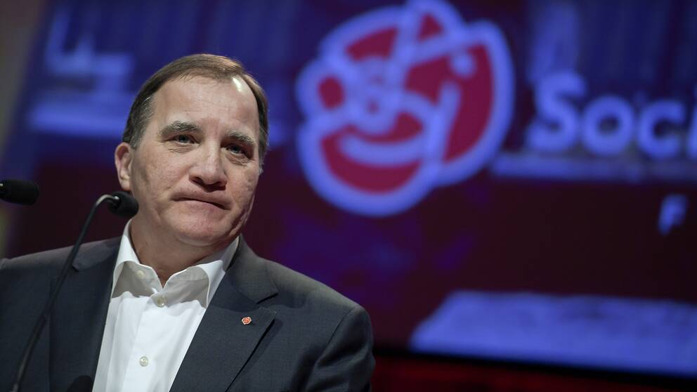 S-ledaren Stefan Löfven på partiets valkonferens 2018.