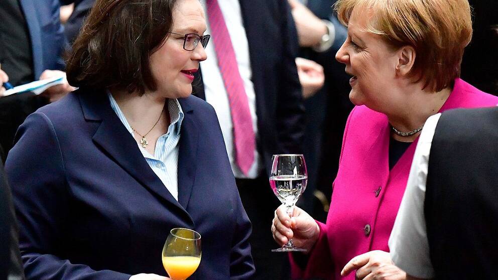 Den socialdemokratiska toppolitikern Andrea Nahles och Angela Merkel lär ha en god relation.