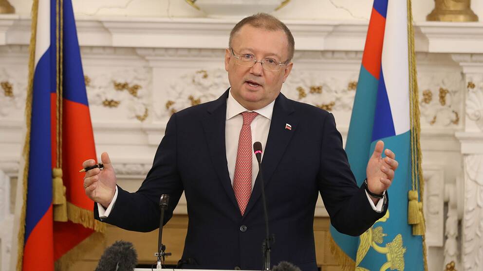 Rysslands ambassadör i Storbritannien, Alexander Yakovenko, på en presskonferens på torsdagen.