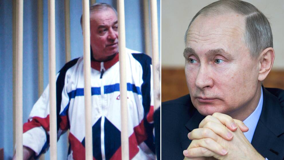 Den före detta dubbelagenten Sergej Skripal och Rysslands president Putin.