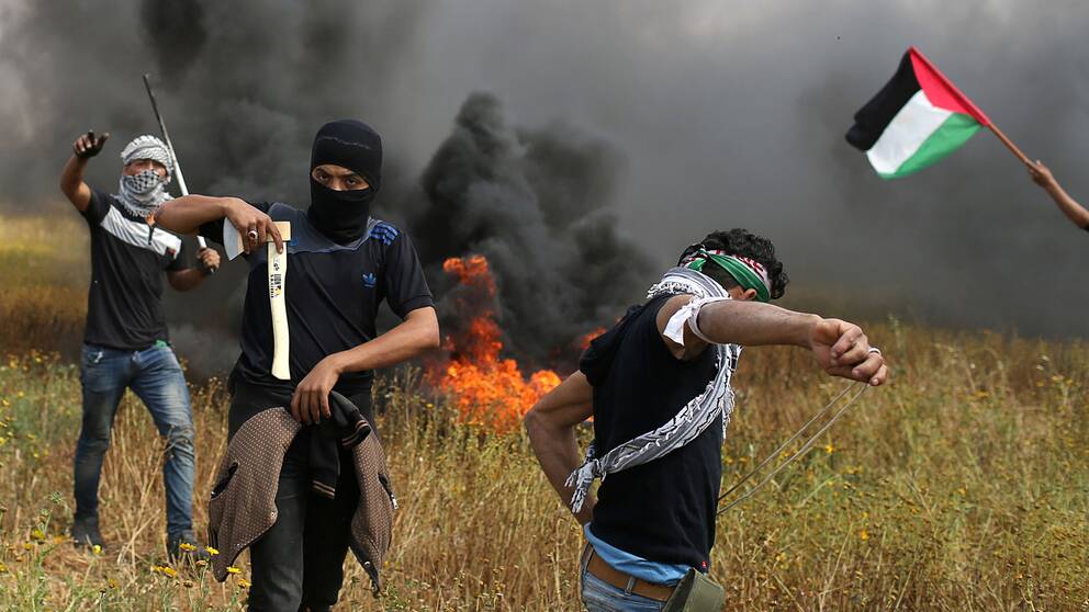 Palestinier som deltog i fredagens våldsamma sammanstötningar i Gaza