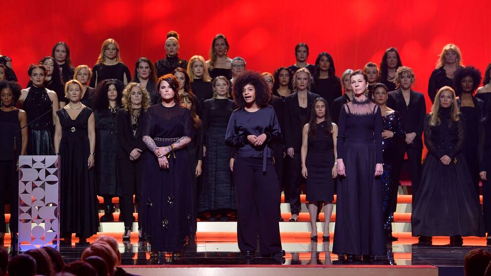 På Guldbaggegalan 2018 var många gäster klädda i svart för att manifestera mot sexuella trakasserier.