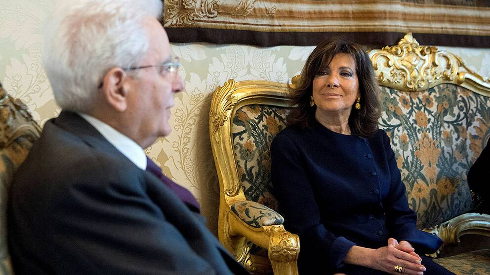 Italienska parlamentets talman, Maria casellati, tillsammans med Italiens president, Sergio Mattarella.