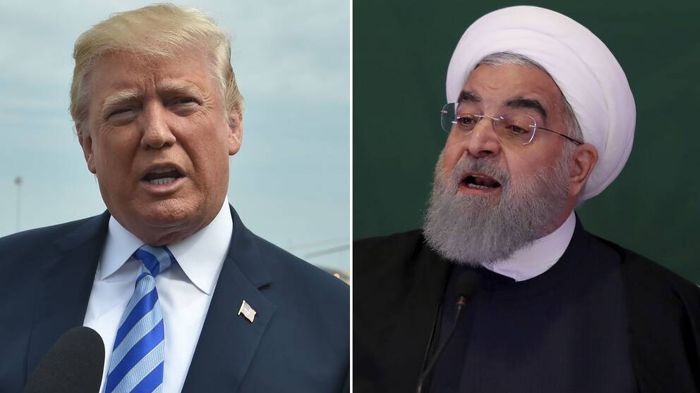USA:s president Donald Trump och Irans president ​Hassan Rouhani.
