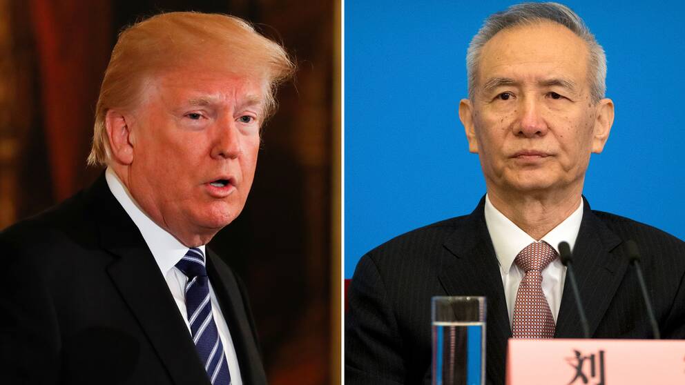 USA:s president Donald Trump och Kinas vice premiärminister Liu He.