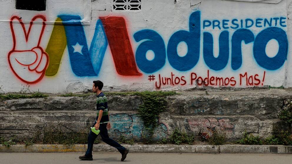 Graffiti i Barquisimeto i stöd till den sittande presidenten i Venezuela, Nicolas Maduro.