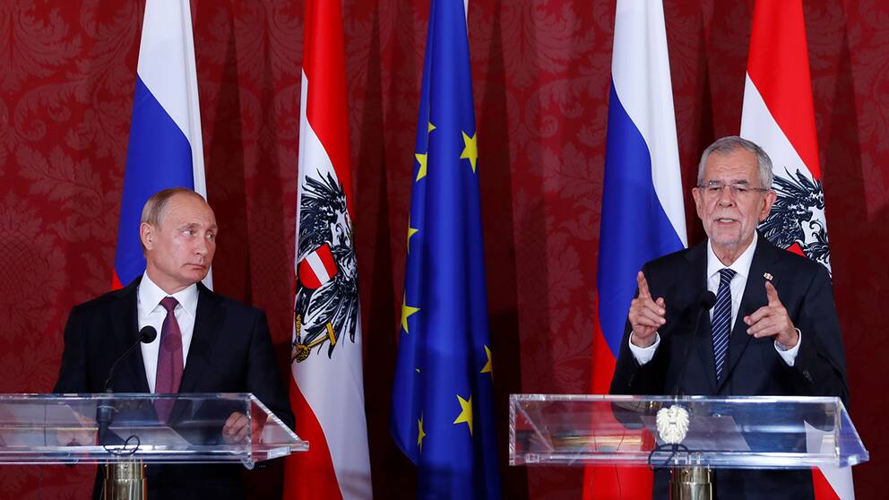 Rysslands president Vladimir Putin och Österrikes president Alexander Van der Bellen i Wien.