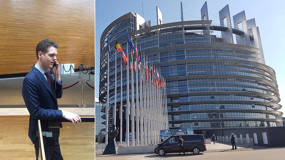 Christofer Fjellner, moderat EU-parlamentariker, i parlamentet i Strasbourg.