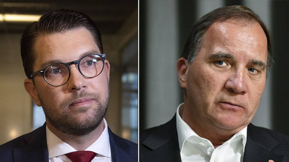 Statsminister Stefan Löfven (S) till höger och Jimmie Åkesson, partiledare för SD, till vänster.