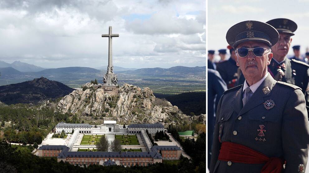 Spaniens förre diktator General Francisco Franco (år 1966 till höger) dog 1975 och ligger begraven vid ”De stupades dal” utanför Madrid