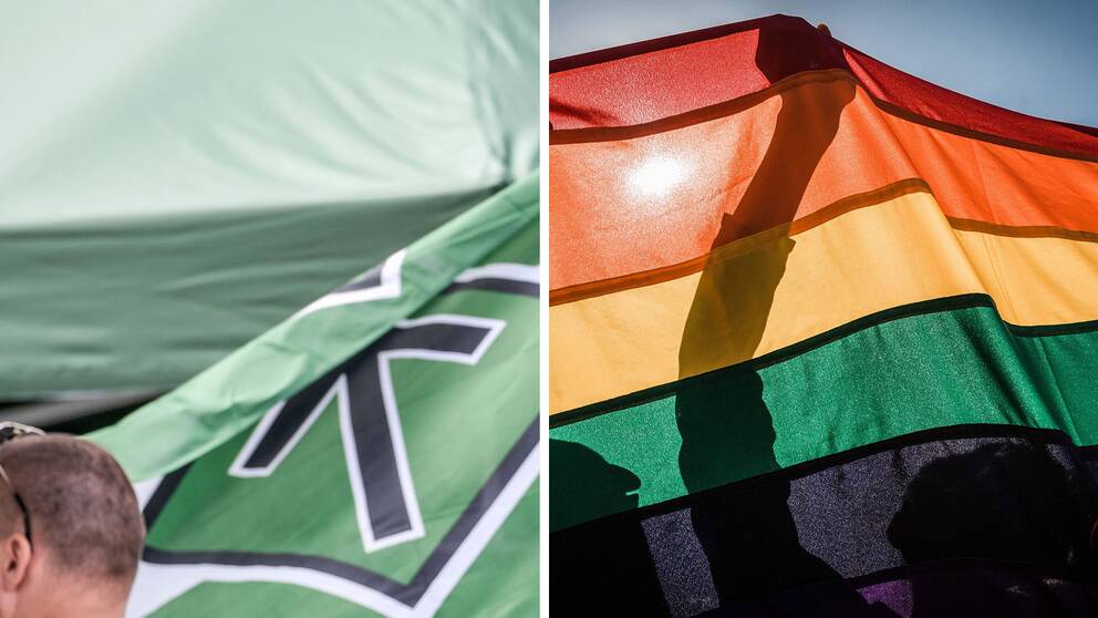 NMR-flagga och Prideflagga.