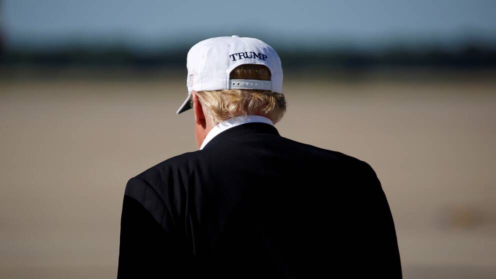 USA:s president Donald Trump sedd bakifrån.