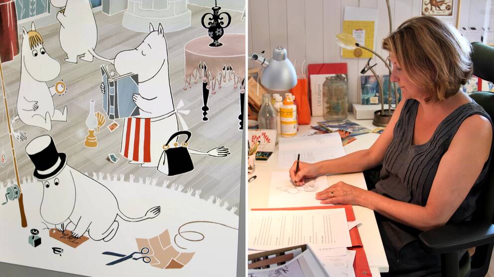 Illustrationer av Mumin och illustratören Filippa Widlund.