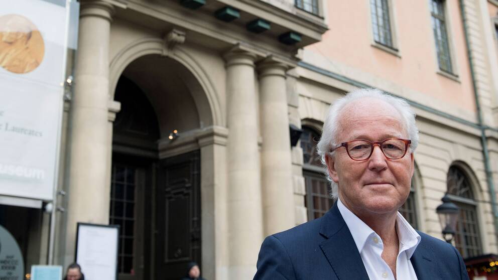 Nobelstiftelsens vd Lars Heikensten vid börshuset i Gamla stan, Stockholm.
