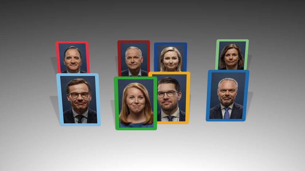 Samtliga riksdagens partiledare.