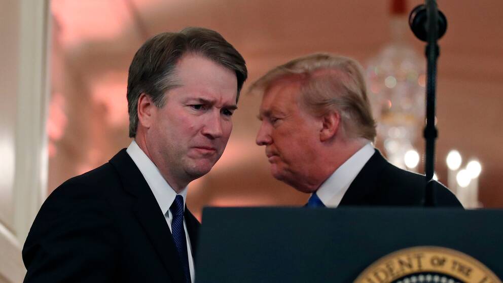 Donald Trump och Brett Kavanaugh under en gemensam presskonferens tidigare i september.