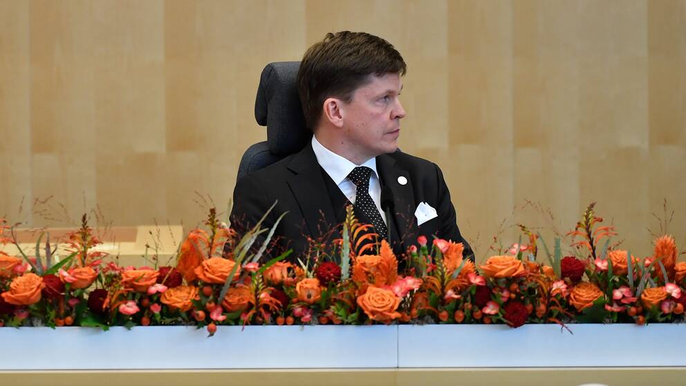 Talman Andreas Norlén (M) vid riksmötets öppnande.