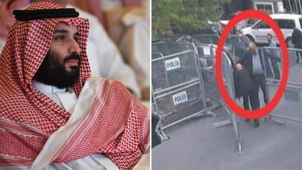 Saudiarabiens kronprins Mohammed bin Salaman och dubbelgångare till Jamal Khashoggi