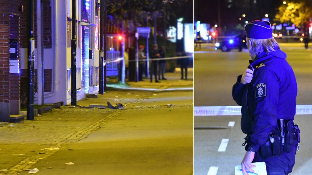 Polisen spärrade av ett stort område utanför fastigheten där någonting detonerat.