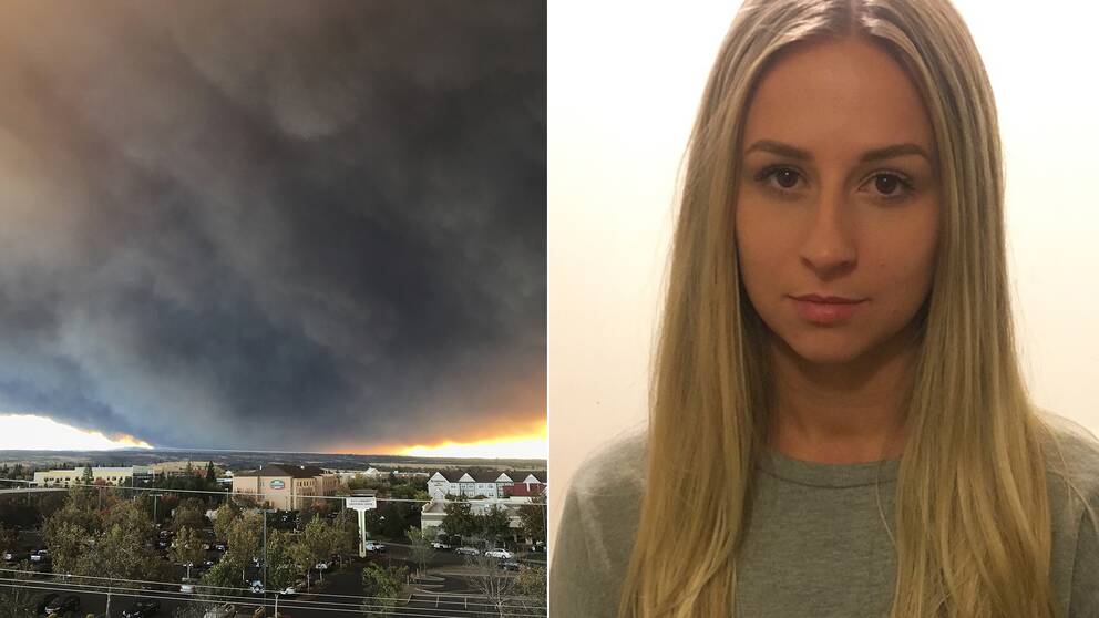 21-åriga Sofia Hansson från Lund pluggar i Chico i Kalifornien. I torsdags lämnade hon staden på grund av rädsla för att branden som sprider sig dit från staden Paradiso.