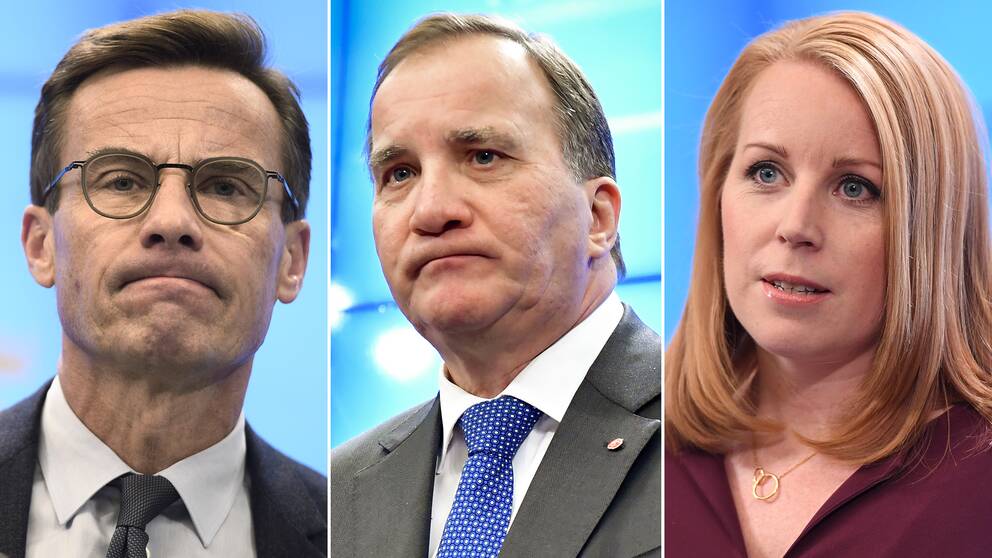 Moderaternas partiledare Ulf Kristersson, Socialdemokraternas partiledare Stefan Löfven, och Centerpartiets partiledare Annie Lööf.