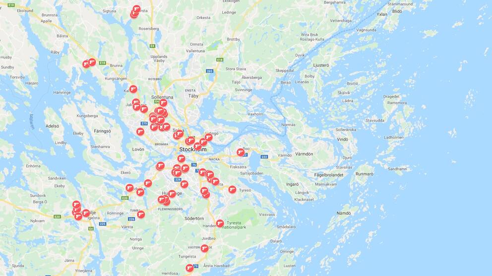 Interaktiv karta: Alla skjutningar i Stockholms län 2018 | SVT Nyheter