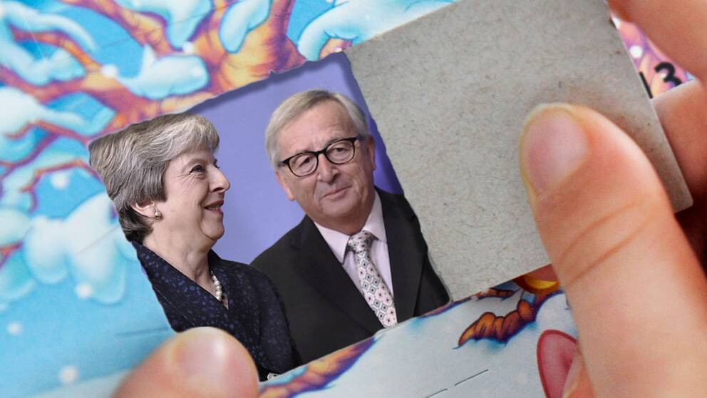 Theresa May och Jean-Calude Juncker i en julkalender