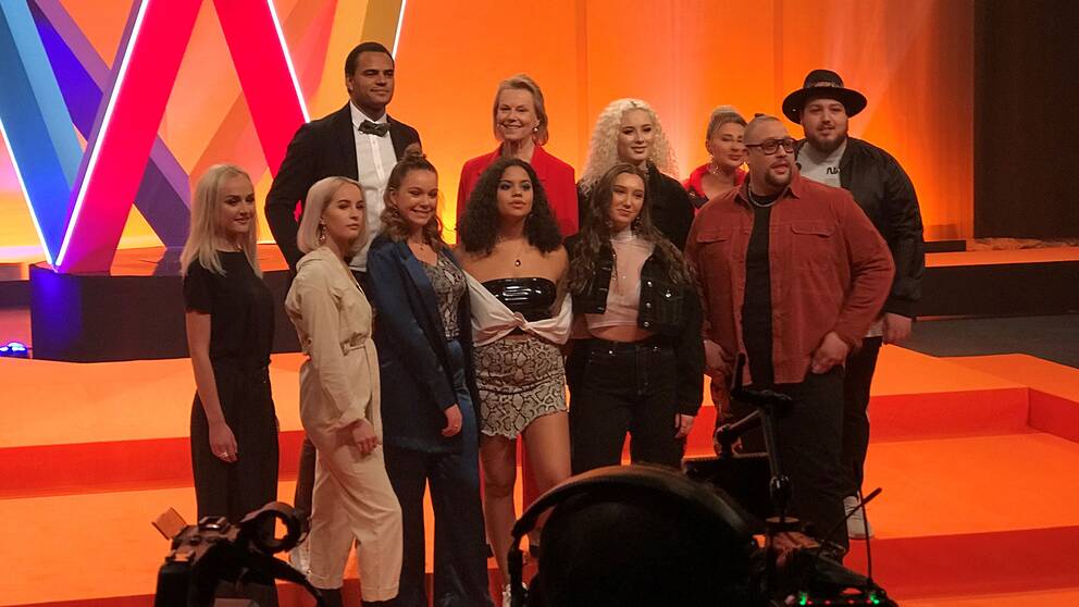 Startfältet i Melodifestivalens första deltävling i Göteborg.