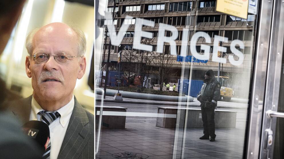 Bild på riksbankschefen Stefan Ingves och på riksbankens fasad.
